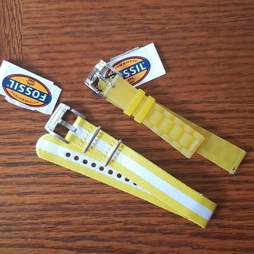 Fossil 18mm silicone and canvas watch strap